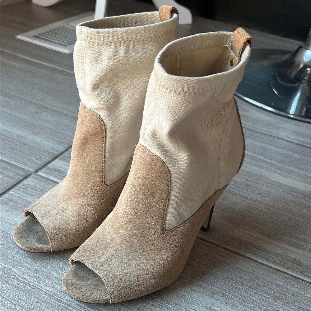 Ivanka Trump Tan and Cream Heeled Boots